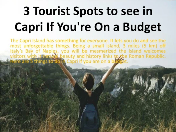 3 Tourist Spots to See in Capri If You're On A Budget