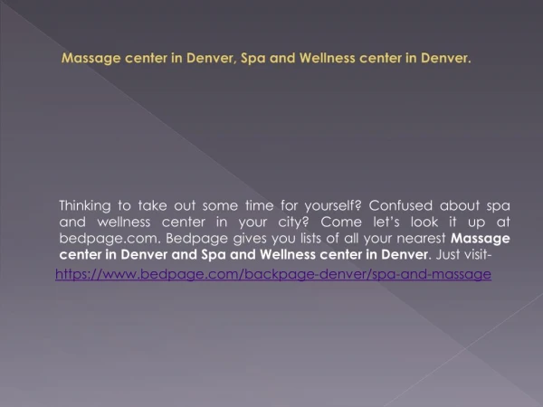 Massage Center In Denver | Spa and Wellness Center In Denver