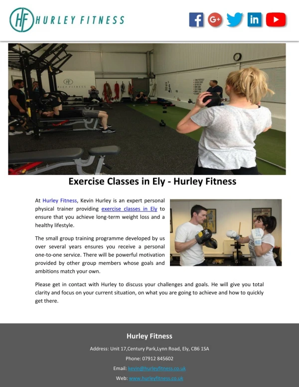 Exercise Classes in Ely - Hurley Fitness