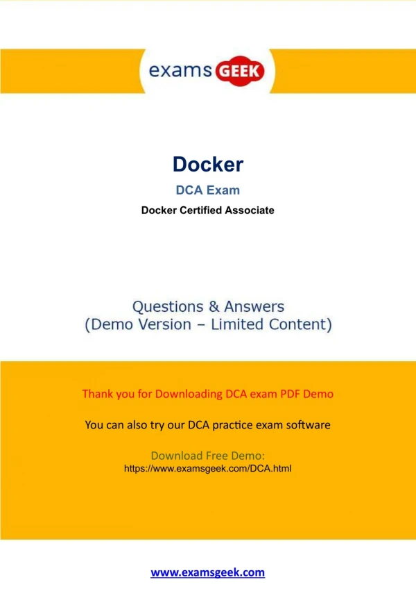 DCA Exam Questions - DOCKER Certified Associate (DCA) Exam Pass With Guarantee