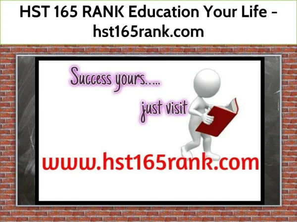 HST 165 RANK Education Your Life / hst165rank.com