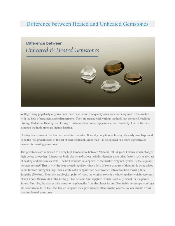 Difference between Heated and Unheated Gemstones - Gemkart.com