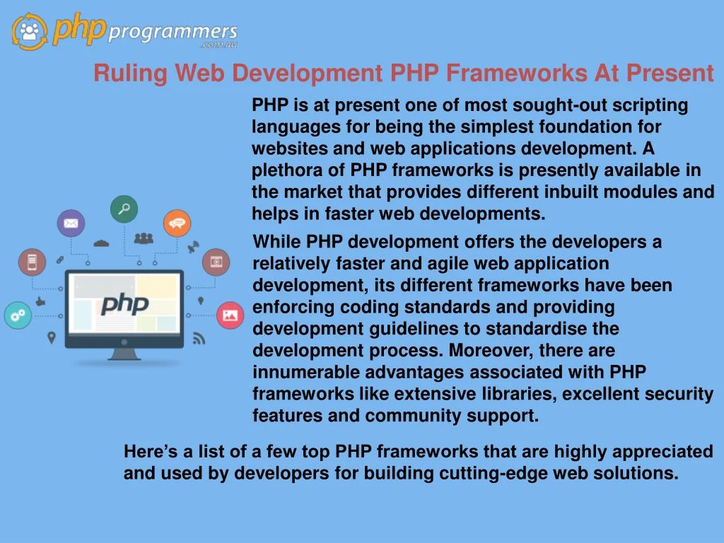 ruling web development php frameworks at present