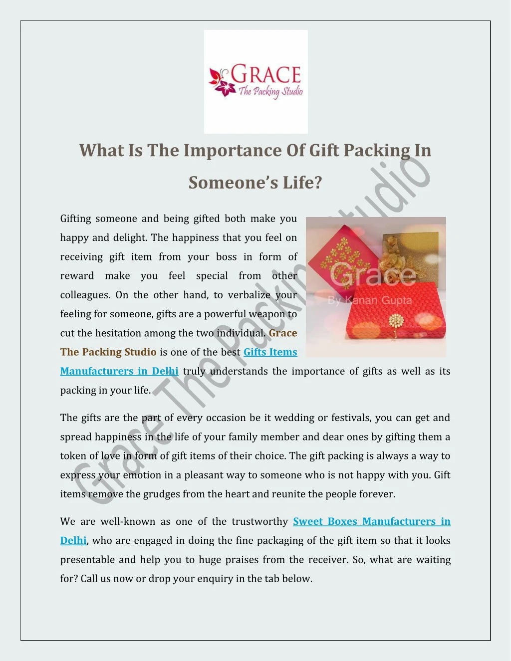 what is the importance of gift packing in