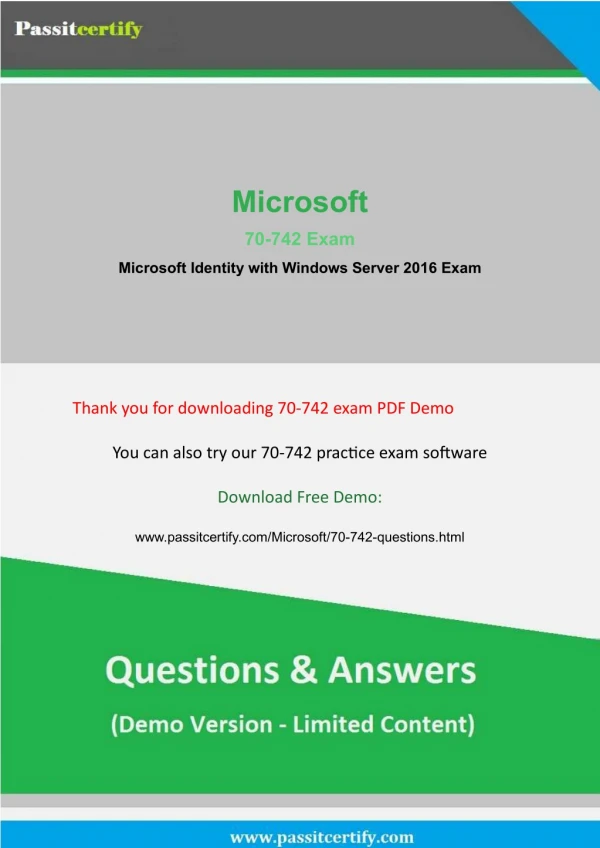Updated 70-742 Exam Questions Demo