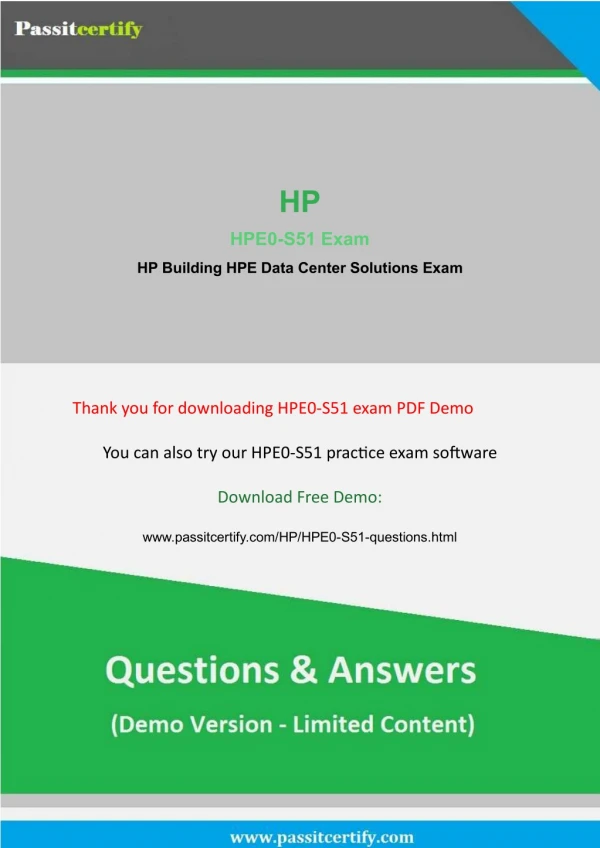 Updated HPE0-S51 Exam Questions Demo