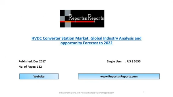 HVDC Converter Station Industry Analysis, Key, Growth and Forecasts 2022