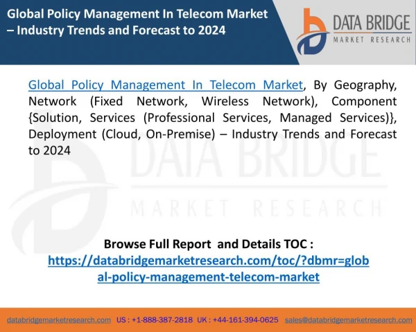 Global Policy Management In Telecom Market – Industry Trends and Forecast to 2025