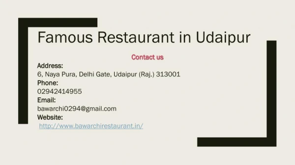 Famous Restaurant in Udaipur