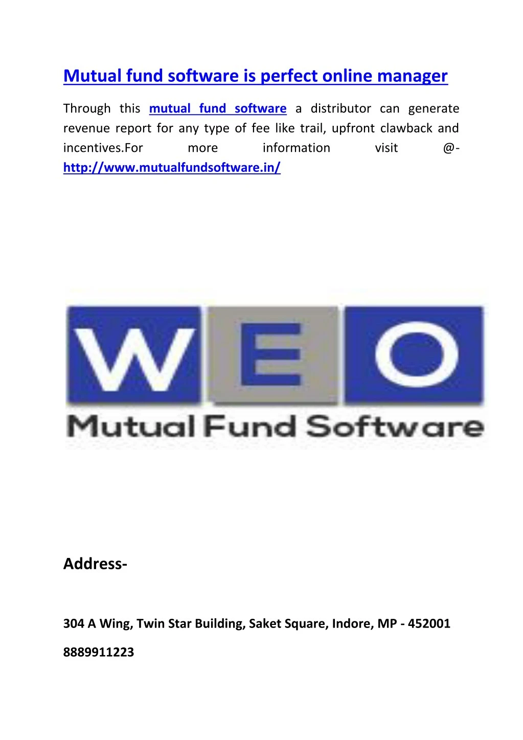 mutual fund software is perfect online manager