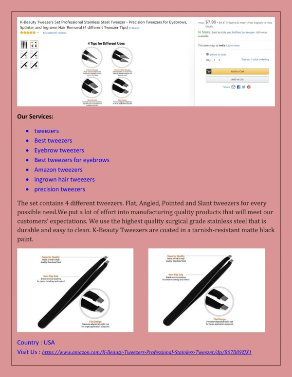 Amazon.com : K-Beauty Tweezers Set Professional Stainless Steel Tweezer - Precision Tweezers for Eyebrows
