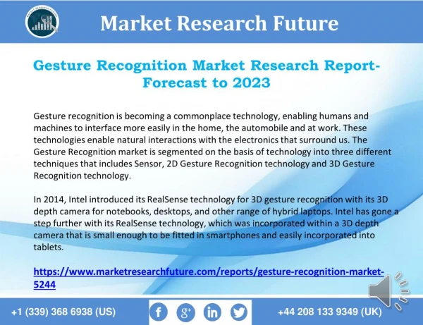 Gesture Recognition Market 2018 Comprehensive Research Study and Strong Growth in Future 2023