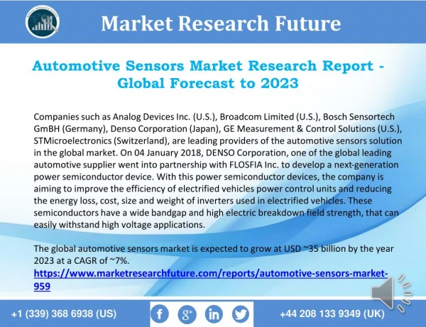 Automotive Sensors Market Comprehensive Research Study, Historical Analysis and Growth Rate 2023