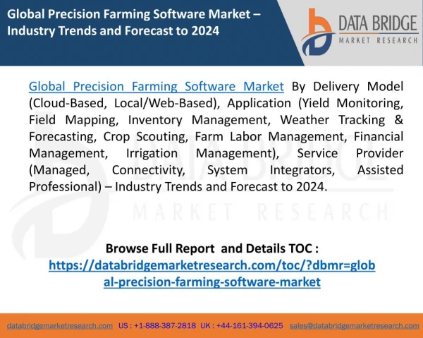 Global Precision Farming Software Market – Industry Trends and Forecast to 2024