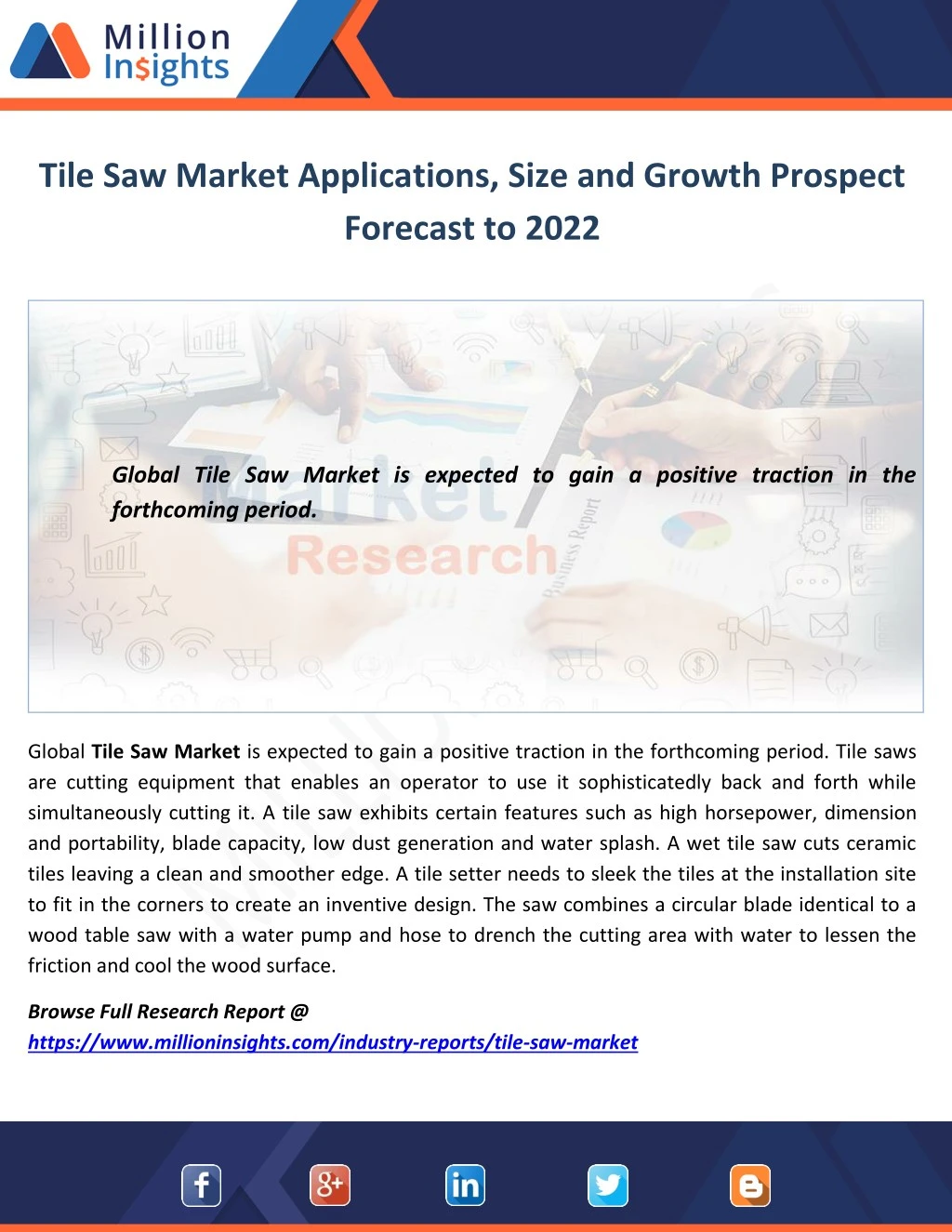tile saw market applications size and growth