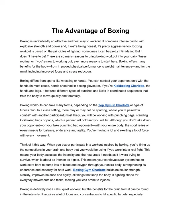 The Advantages of Boxing