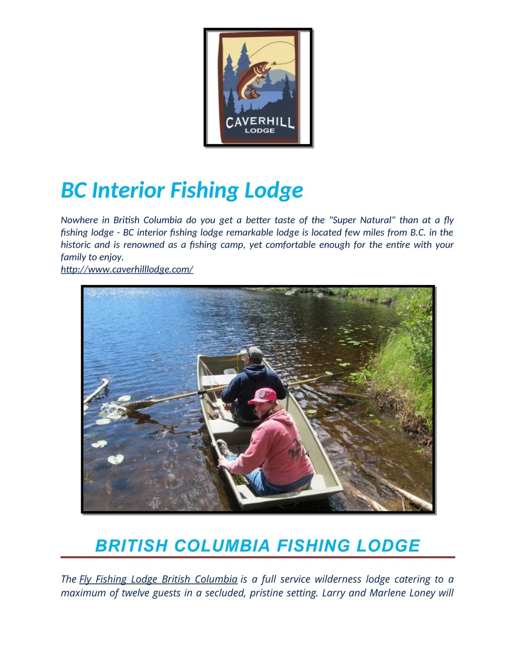 bc interior fishing lodge