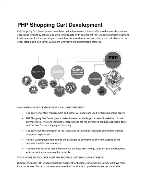 PHP Shopping Cart Development
