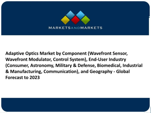 Adaptive Optics Market New Experts Report Is Out - Future Forecast By 2023