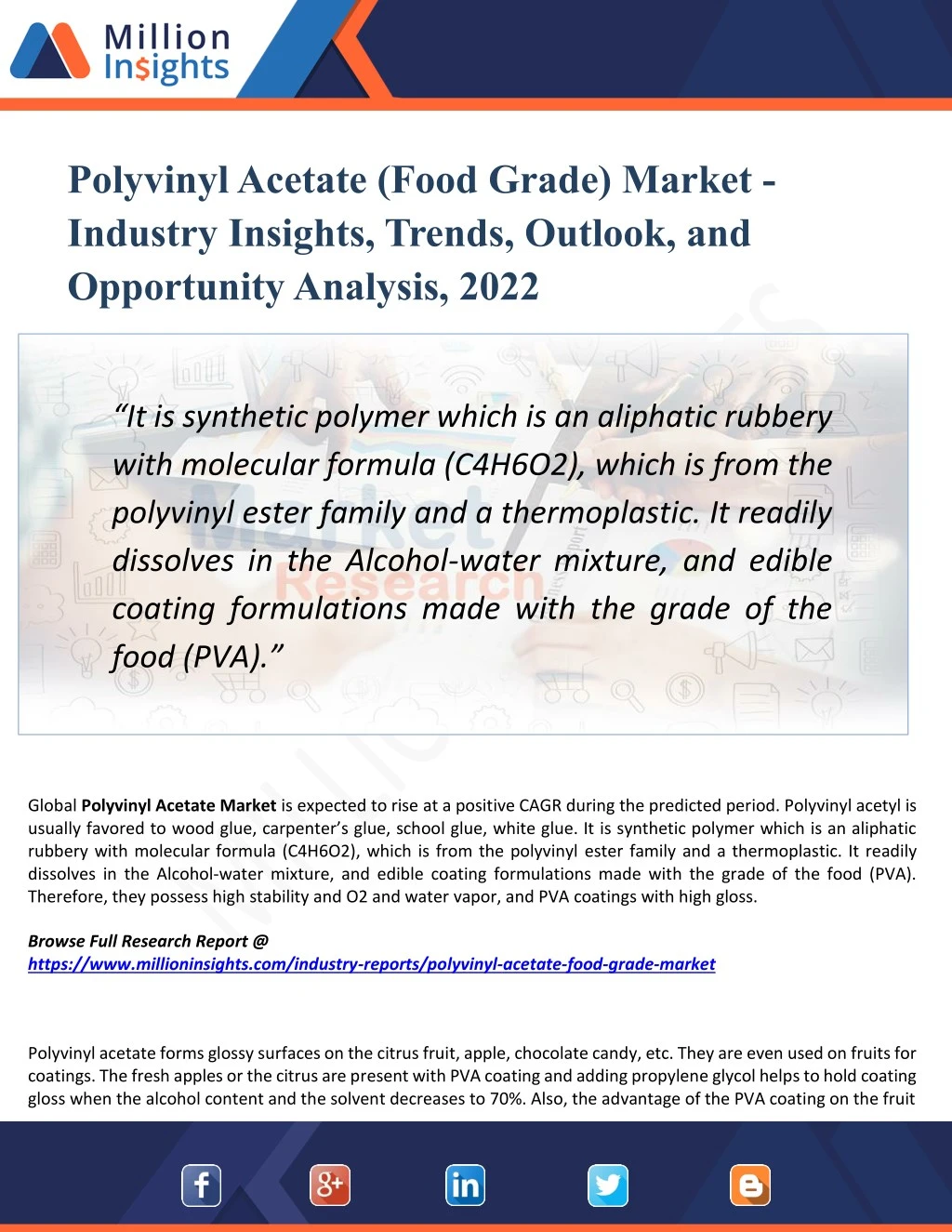polyvinyl acetate food grade market industry