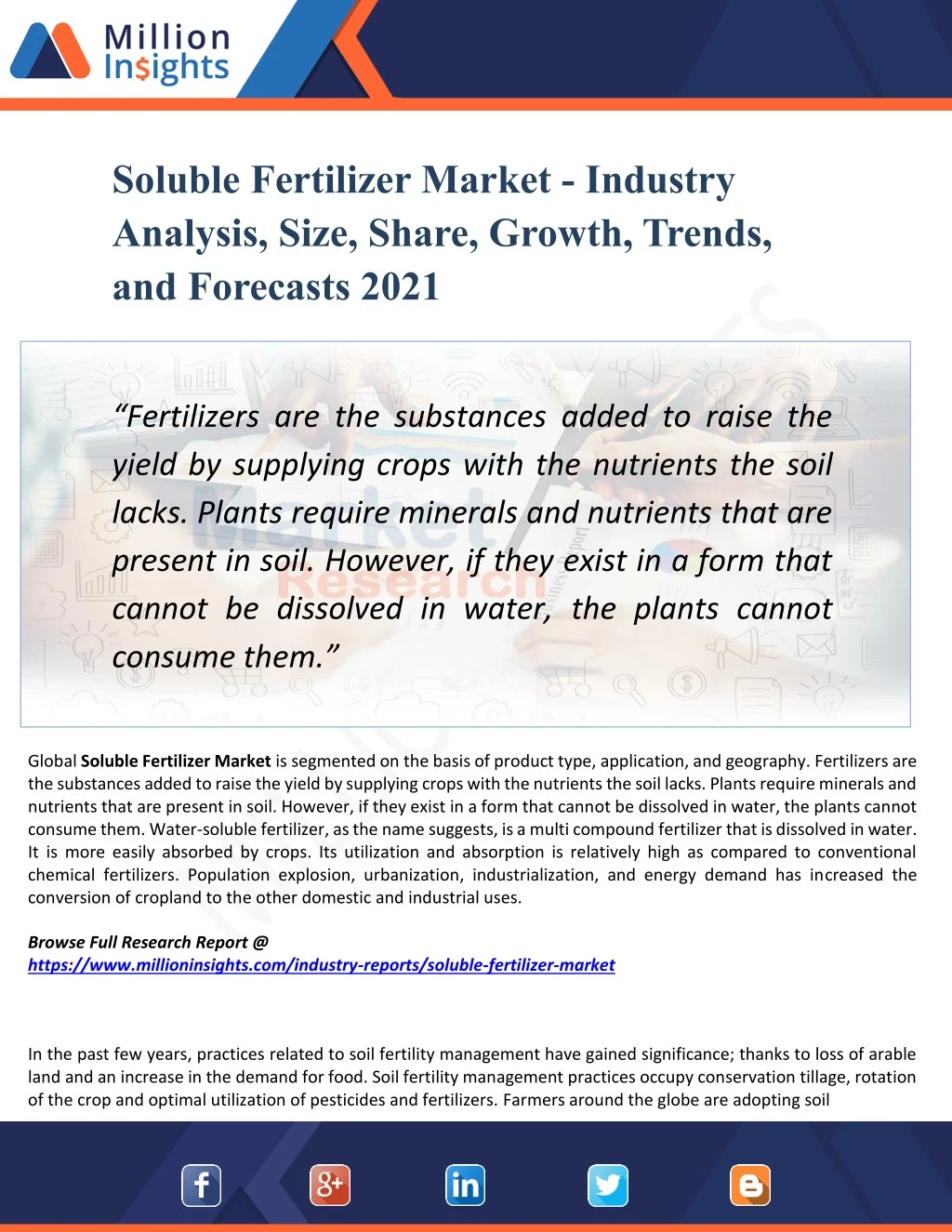 soluble fertilizer market industry analysis size