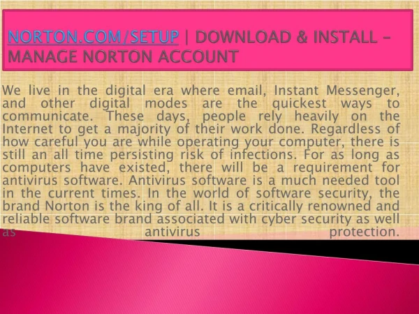 Norton.com/MyAccount â€“ Access Your Norton Account