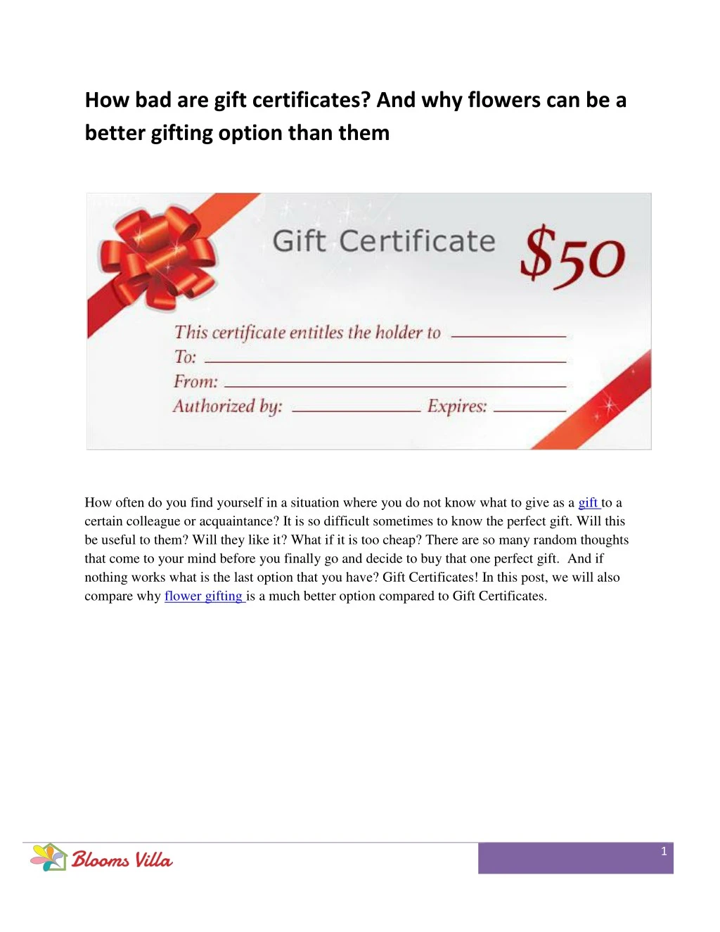 how bad are gift certificates and why flowers