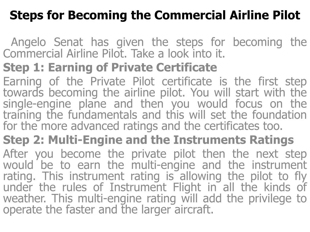 steps for becoming the commercial airline pilot