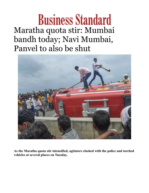 Maratha quota stir: Mumbai bandh today; Navi Mumbai, Panvel to also be shut 