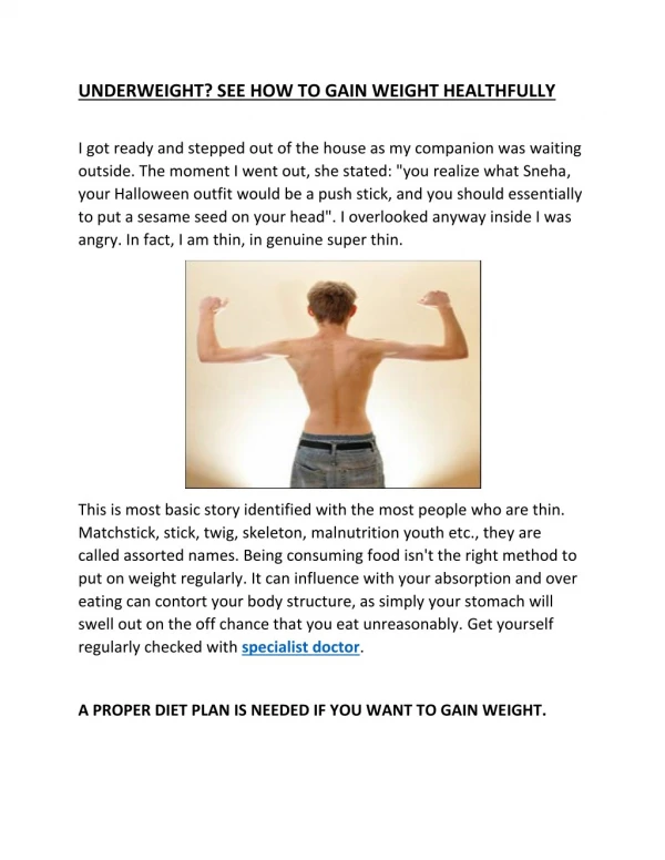 UNDERWEIGHT? SEE HOW TO GAIN WEIGHT HEALTHFULLY