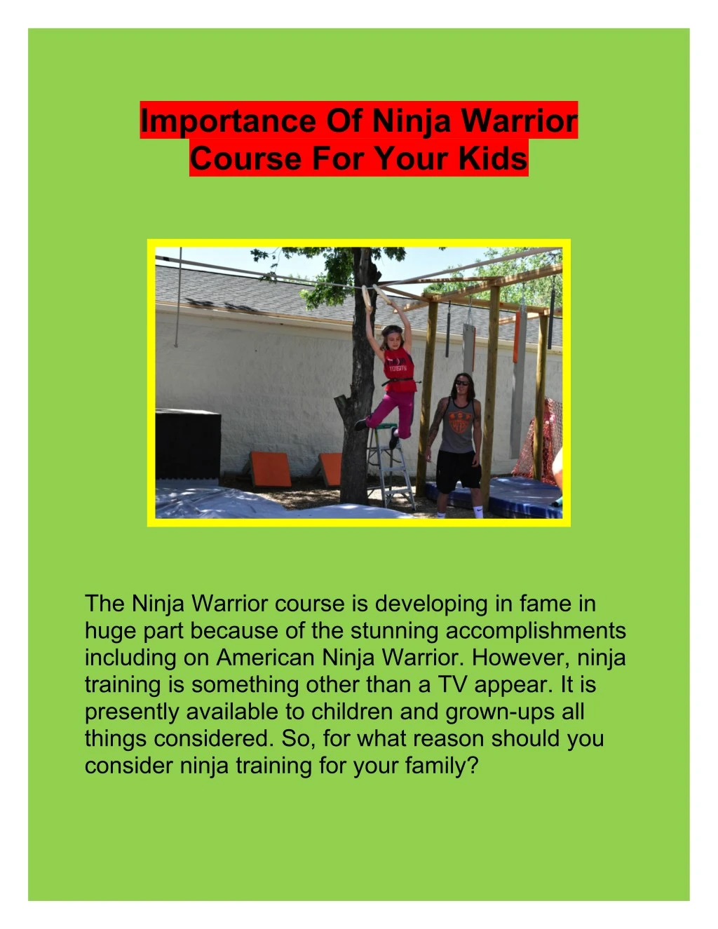 importance of ninja warrior course for your kids