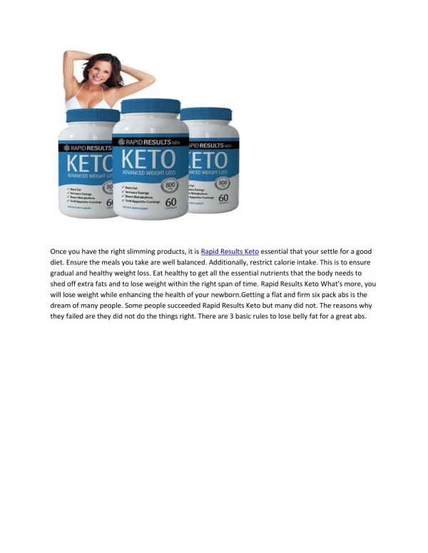 Rapid Results Keto- Improve Your Slim Body