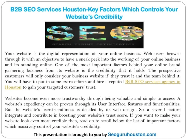 B2B SEO Services Houston-Key Factors Which Controls Your Websites Credibility