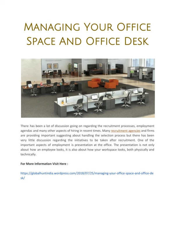 Managing Your Office Space And Office Desk