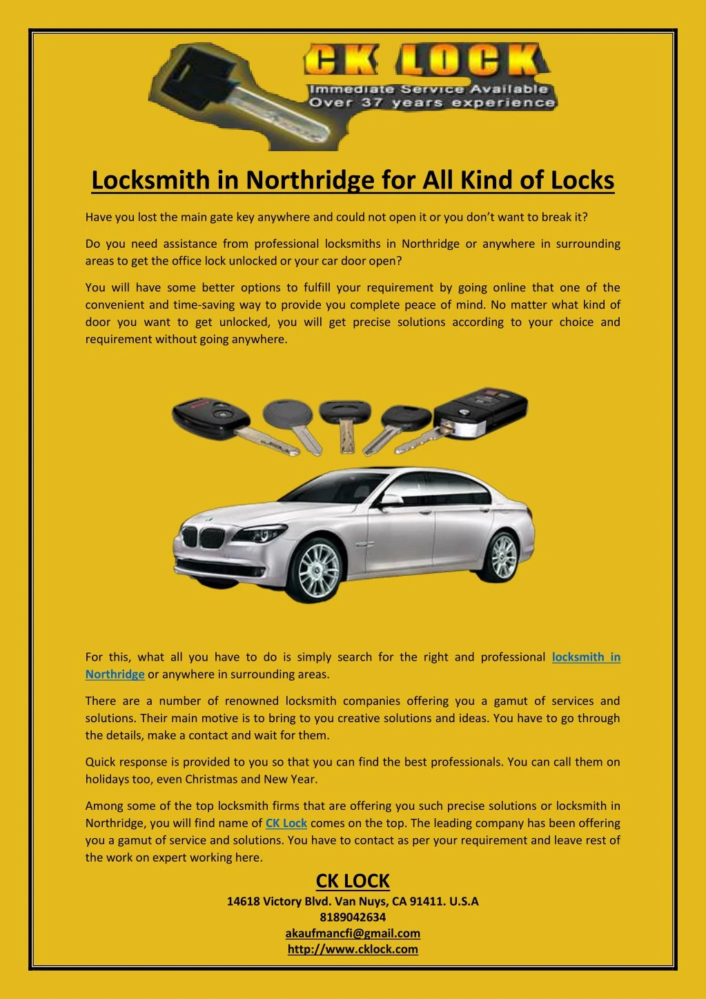locksmith in northridge for all kind of locks