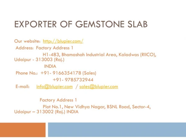 Exporter of Gemstone Slab