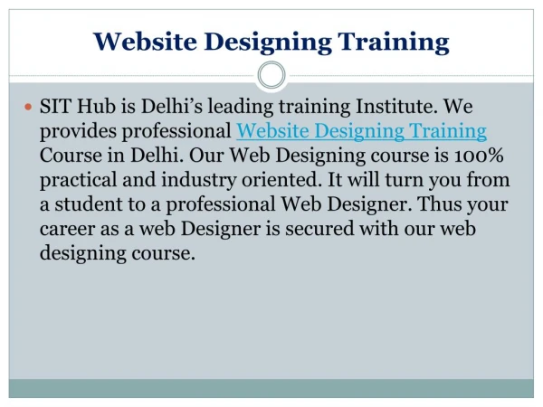 Web Designing training