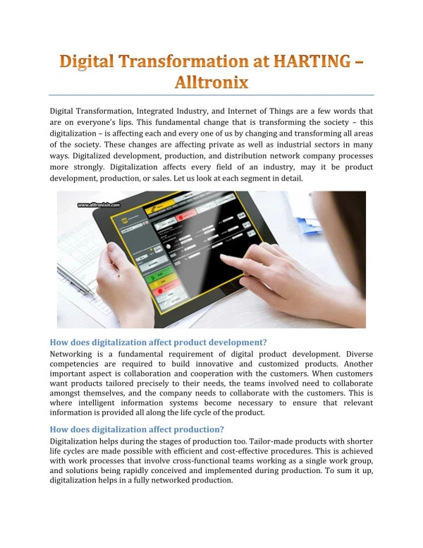 Digital Transformation At HARTING - Alltronix India