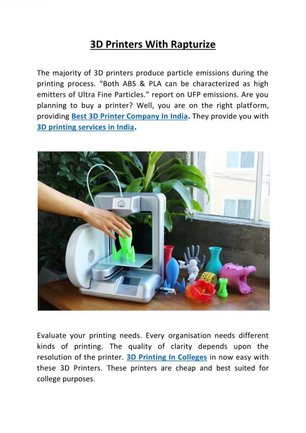 3D Printing Services In India