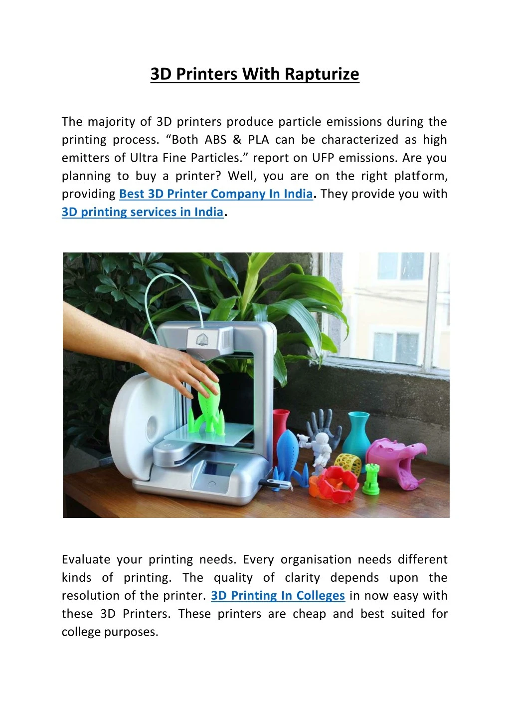 3d printers with rapturize