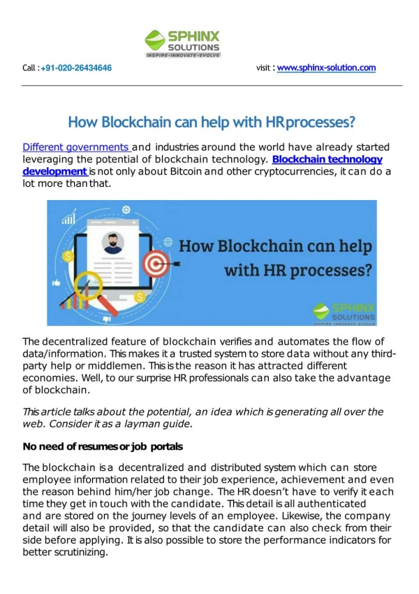 How Blockchain can help with HR processes?