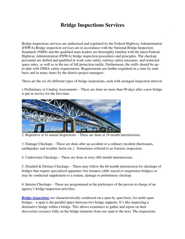 Bridge Inspections Services