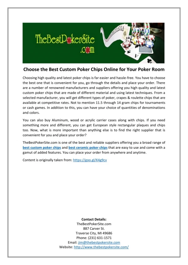 Choose the Best Custom Poker Chips Online for Your Poker Room