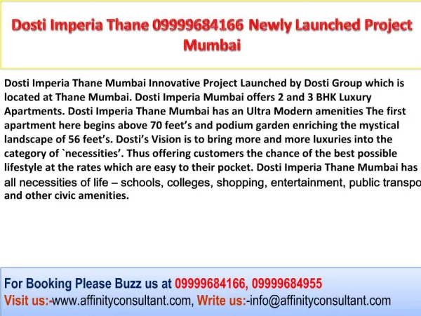 Dosti Imperia 2 and 3 BHK Apartments Thane Mumbai Projects