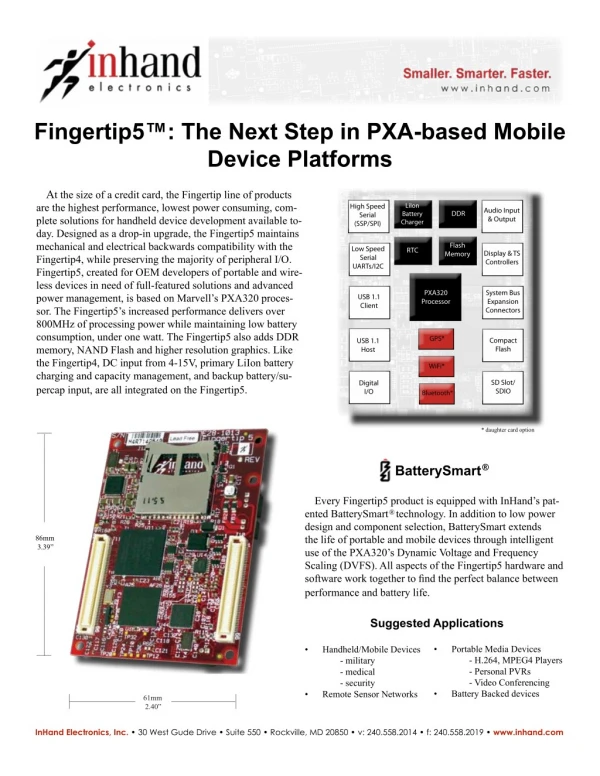 Fingertip5™: The Next Step in PXA-based Mobile Device Platforms