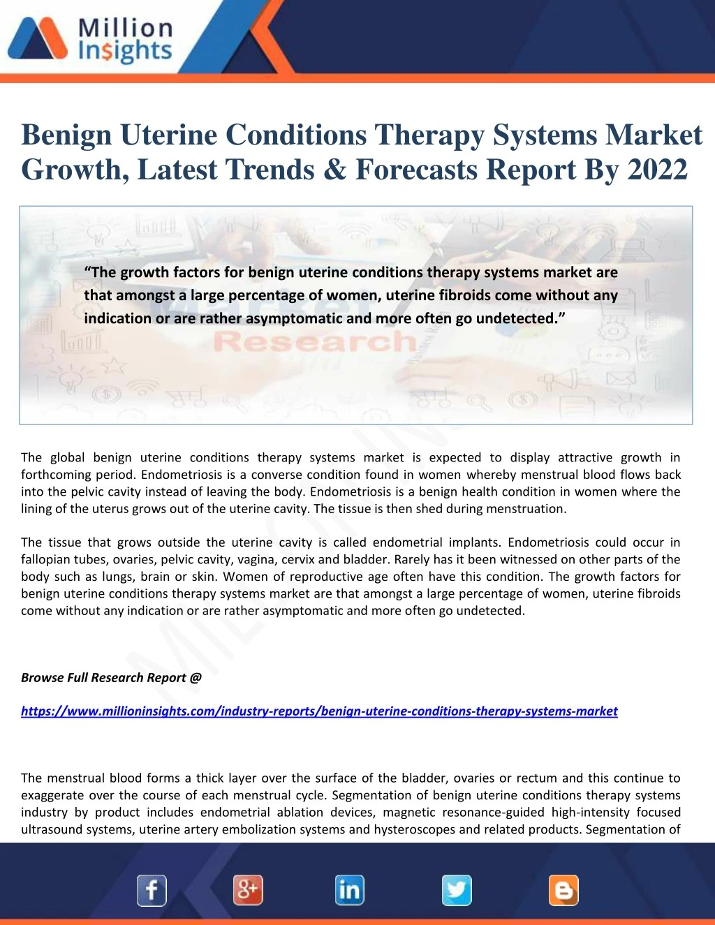 benign uterine conditions therapy systems market