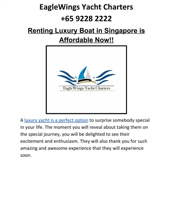 Renting Luxury Boat in Singapore is Affordable Now!!