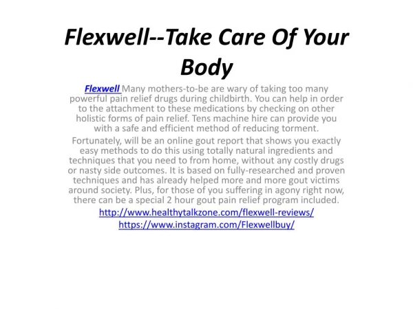Flexwell--Your First Step To Fitness