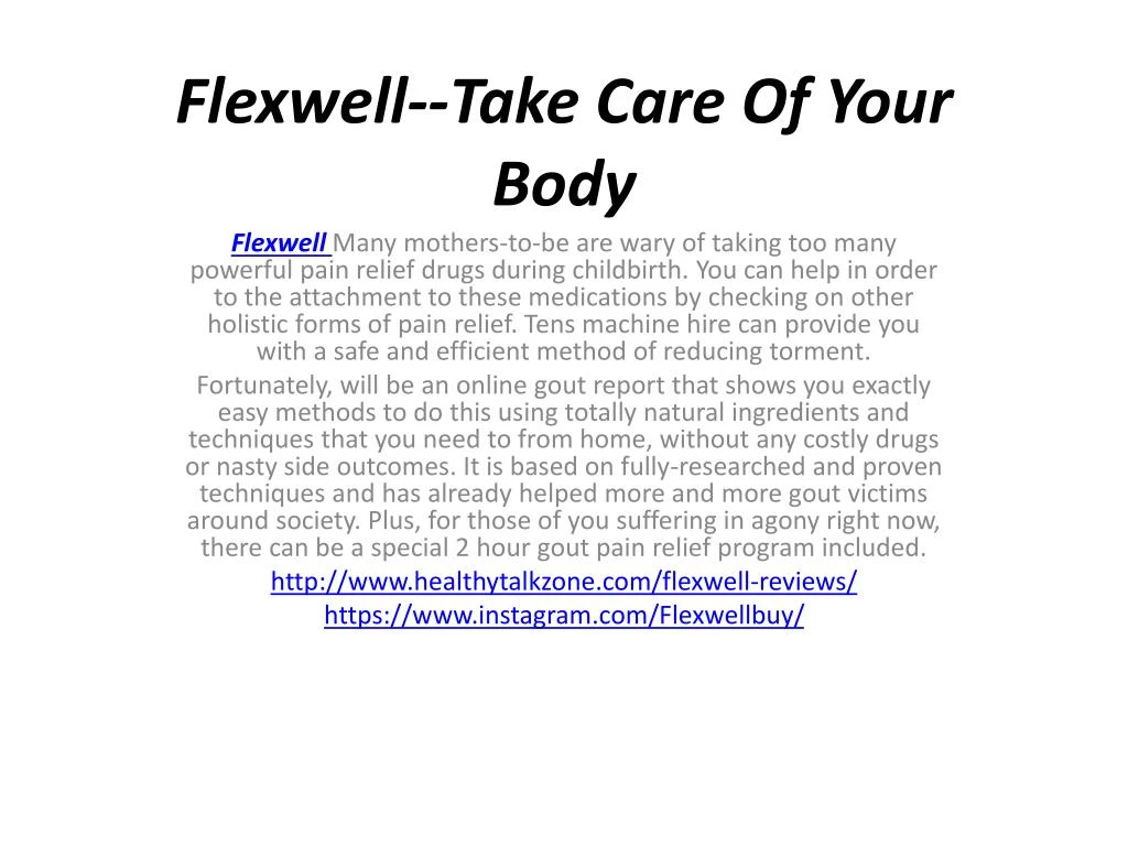 flexwell take care of your body