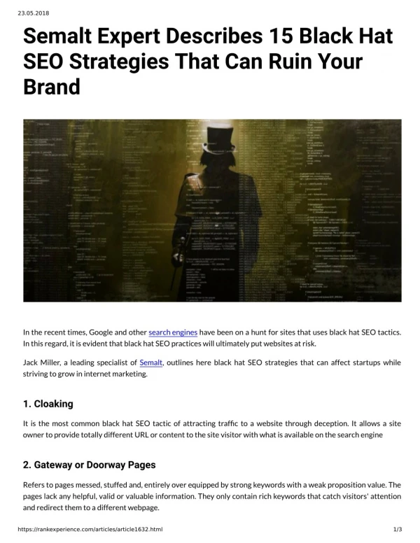 Semalt Expert Describes 15 Black Hat SEO Strategies That Can Ruin Your Brand
